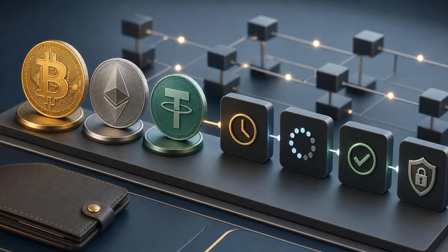A beginner checking the asset, blockchain network, recipient address and transaction status of a cryptocurrency exchange order